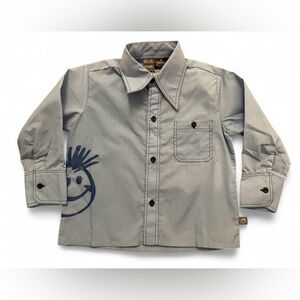 NWT Knuckle Heads Little Threads Blue Button Down Long Sleeve Shirt Boys Size 4T